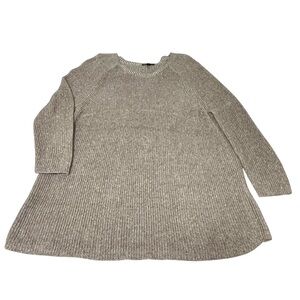 Eileen Fisher Organic Cotton Tencel Knit Sweater Beige L Neutral Minimalist